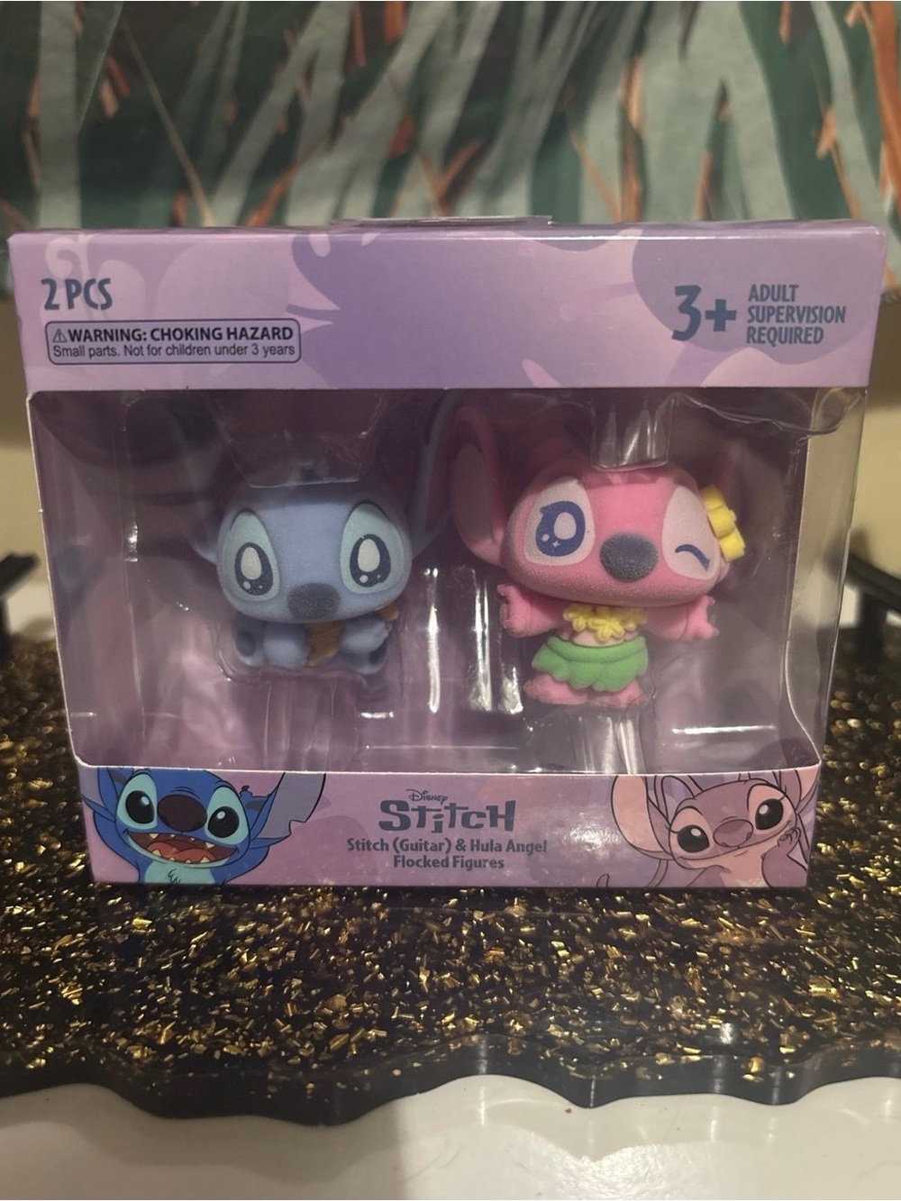 Disney Stitch 2-Pack Flocked Figures - Blue Guitar Stitch & Pink Angel